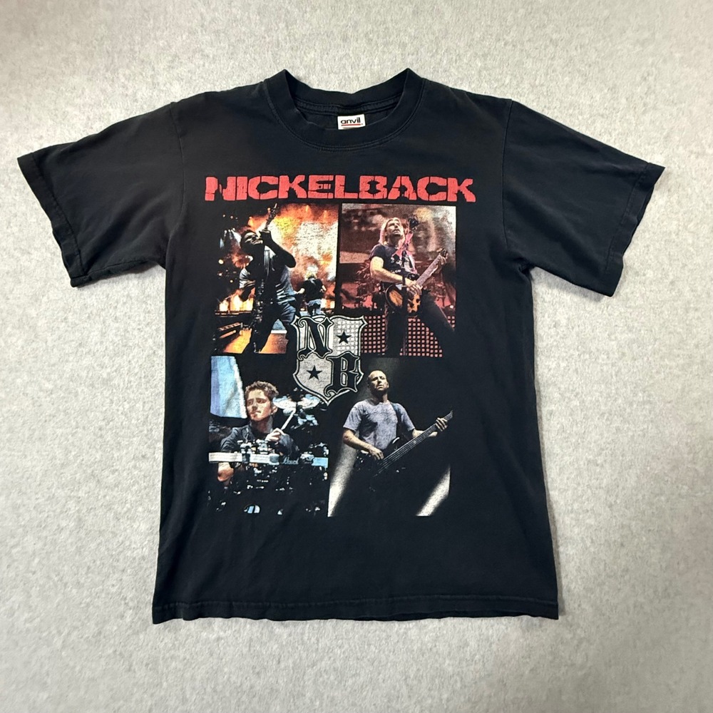 Nickelback Tour T-Shirt Mens Small Black Graphic Band Tee Anvil Cotton